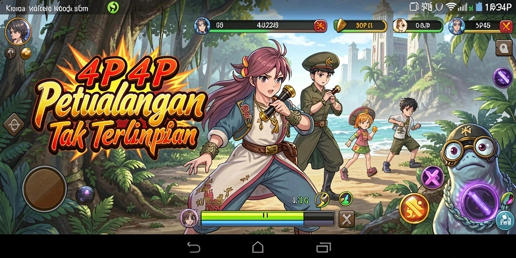 Tampilan screenshot <strong>4P4P</strong> menunjukkan aksi pertempuran karakter anime yang epik.