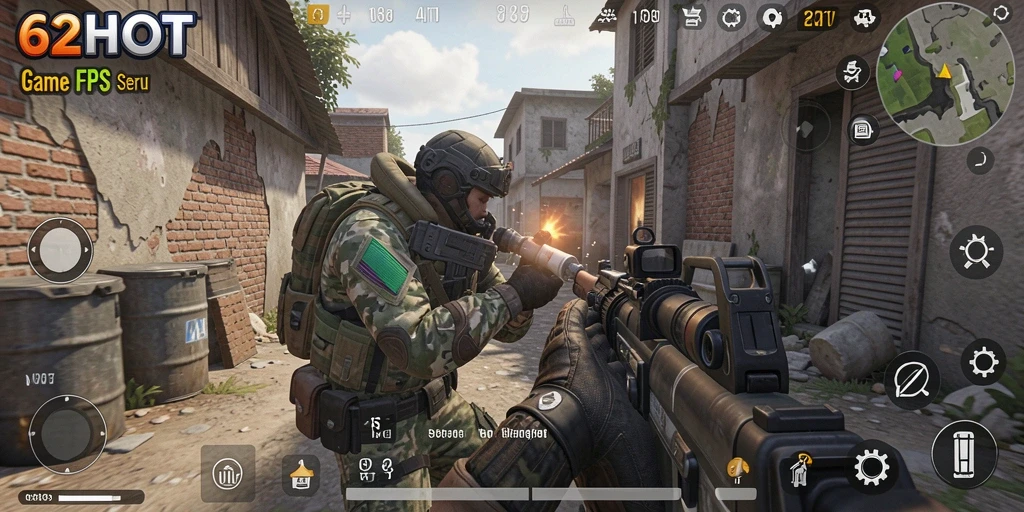 Gameplay seru dari 62HOT dengan aksi tembak-menembak yang intens.