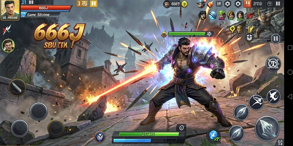 Tampilan gameplay seru dari 666J yang menampilkan aksi mendebarkan.