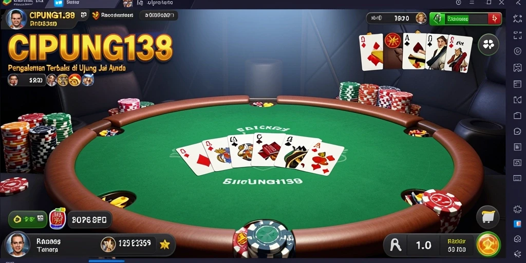 Menampilkan gameplay menegangkan dan seru dalam permainan Poker.