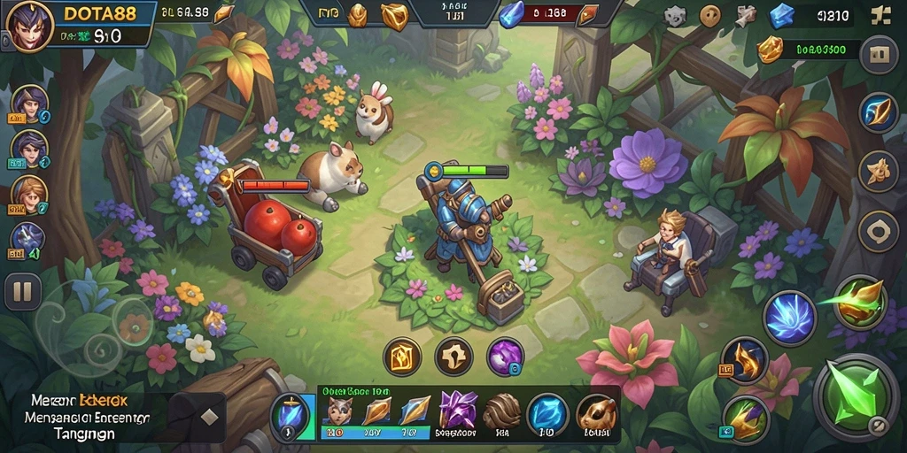 Tampilan gameplay yang seru dan berwarna-warni dalam DOTA88.