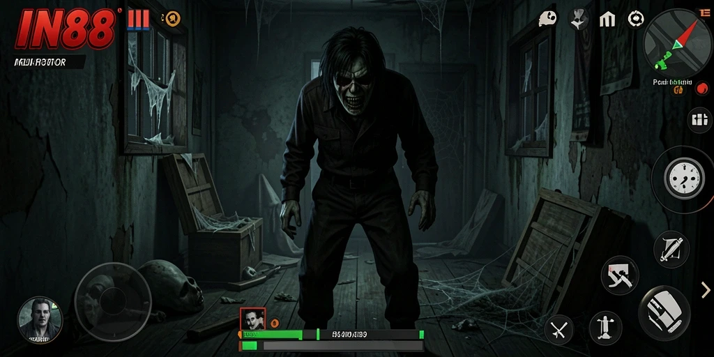 Tangkapan layar gameplay menegangkan dari IN88 yang penuh horor.