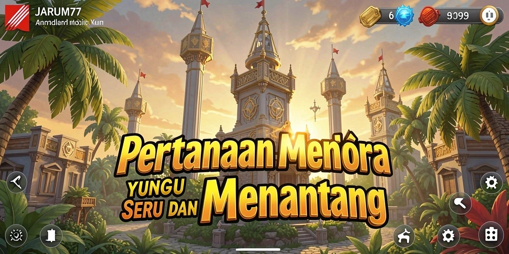 Screenshot gameplay JARUM77 menampilkan aksi menegangkan dalam pertahanan menara.