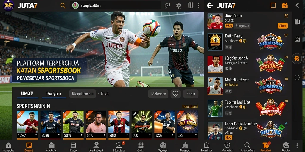Screenshot JUTA7 menampilkan berbagai opsi taruhan olahraga.