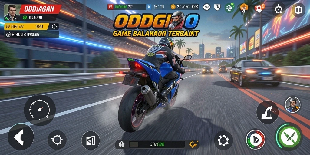 Gameplay balapan motor yang menegangkan dan seru di ODDIGO.