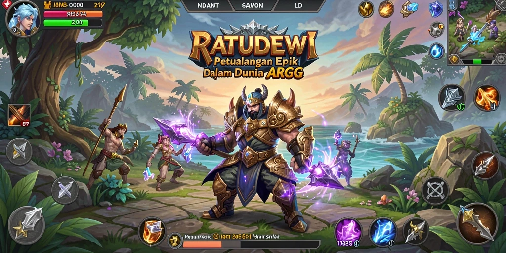 Tampilan gameplay seru di dunia fantasi RATUDEWI yang penuh aksi.