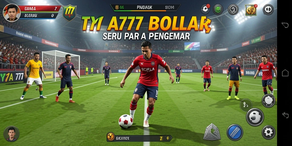 Tampilan gameplay TYA777 dengan aksi sepak bola yang seru.