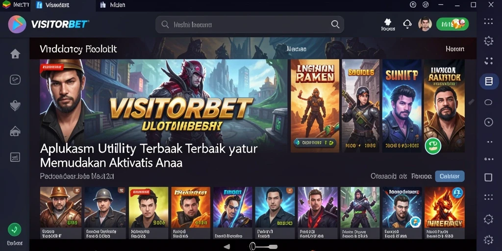 Screenshot utama VISITORBET menunjukkan antarmuka pengguna yang intuitif dan fungsionalitas aplikasi Utility.